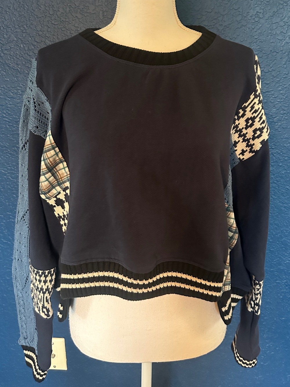 Blue Patchwork Knit by Pilcro size Medium